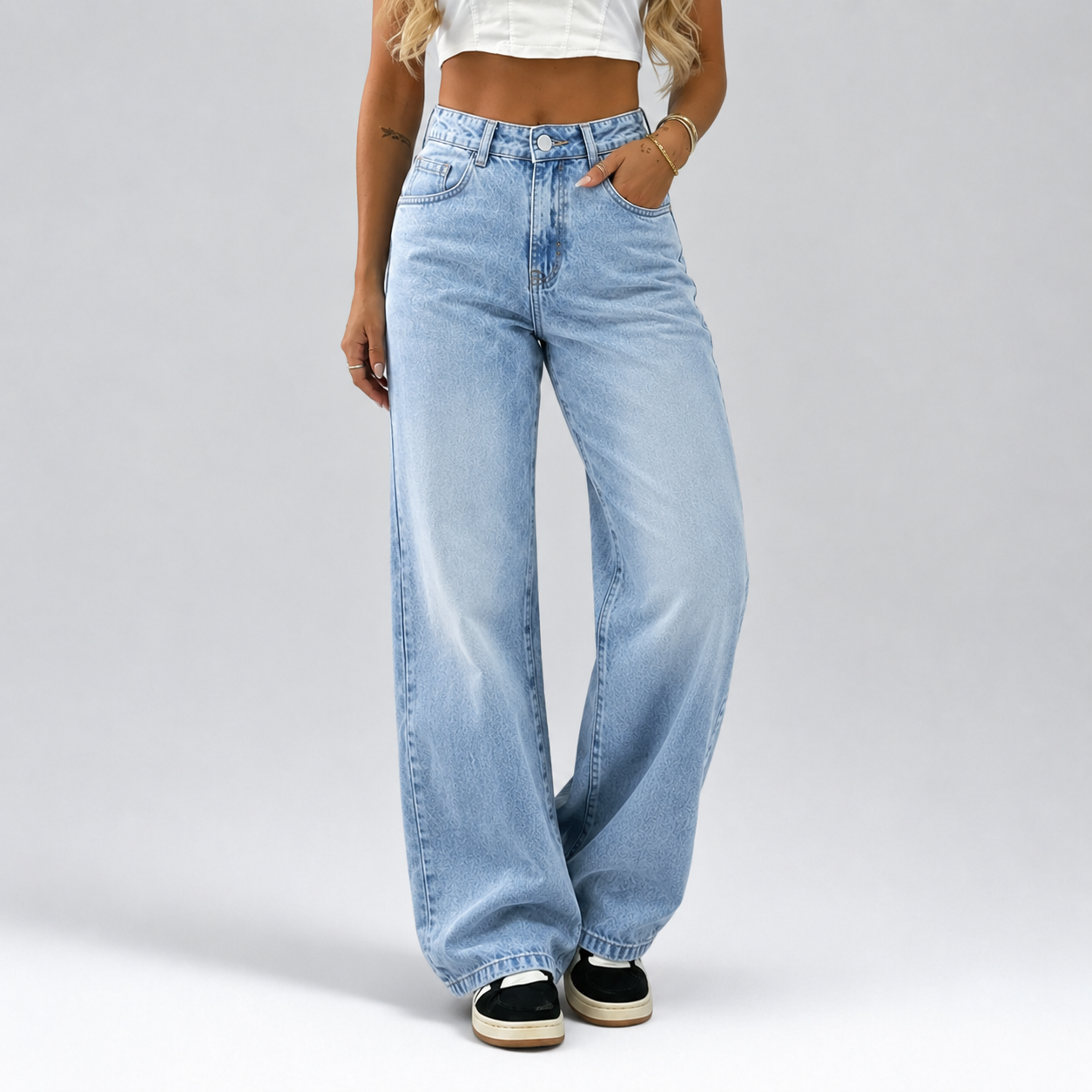 Calça Jeans Wide Leg Feminina Premium - Cintura Alta e Estilo Streetwear