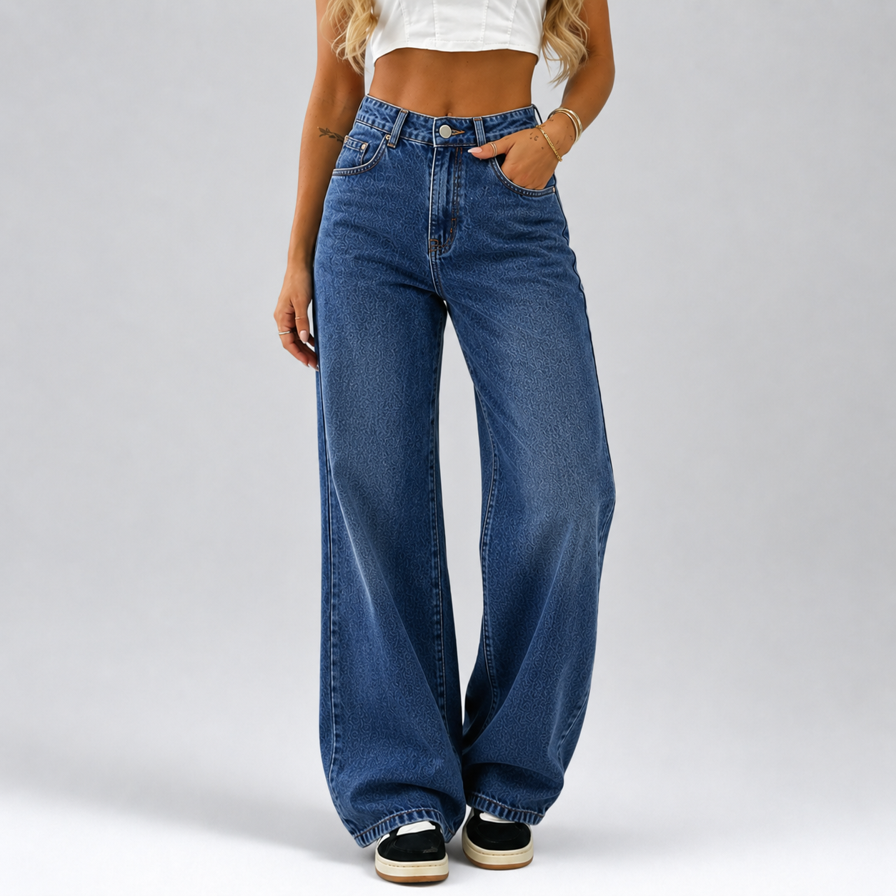 Calça Jeans Wide Leg Feminina Premium - Cintura Alta e Estilo Streetwear